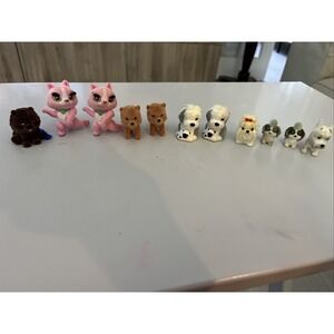 11 Vintage Flocked Dogs, Cats Tigers‎ Originals Felt Fuzzy Animals